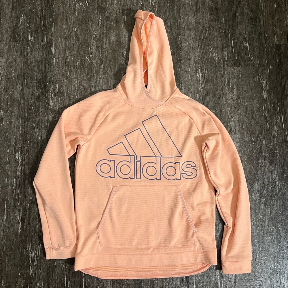 Adidas ClimaWarm Hoodie Women XS Peach‎ Pink Pullover Sweatshirt